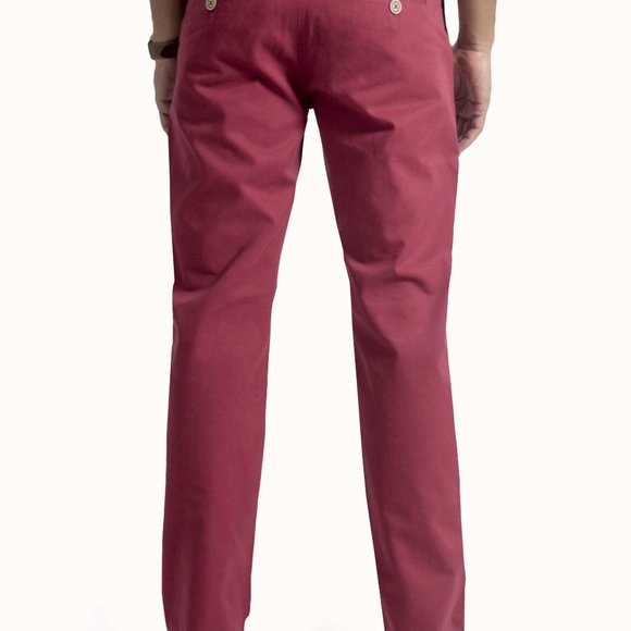 OLGYN Men’s Flat Front Burgundy Chino Pant - Picture 2 of 4